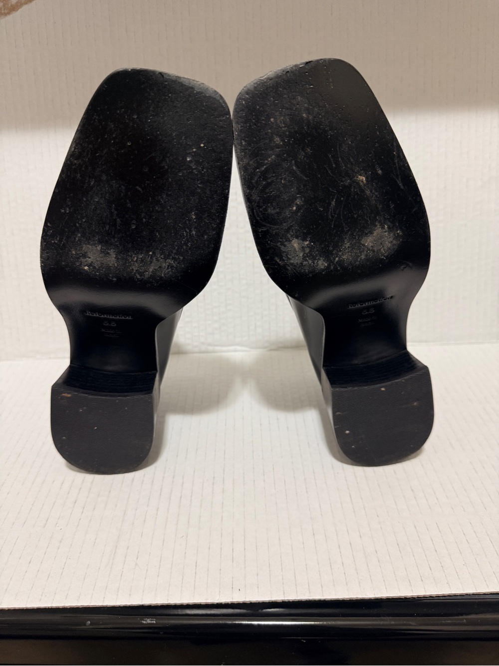Reformation Black Silver Horsebit Leather Penny Loafers Shoes Sz 5 1/2 Fall - Picture 12 of 16